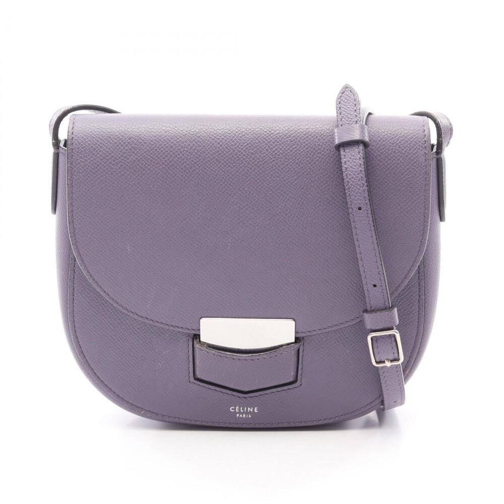 Celine Trotter Small Shoulder Bag Handbag Leather Women's Purple